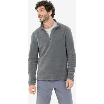 Pánská mikina QUECHUA Pánská turistická fleecová mikina s polovičním zipem MH 100 2XL ŠEDÁ