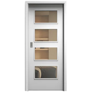 Interiérové dveře SAPELI SWING KOMFORT M49 - CPL LAMINÁT - POSUVNÉ DVEŘE VČ. ZÁRUBNĚ - Bílá pór Průchozí šířka (cm): 80, Průchozí výška (cm): 197, Typ skla: Planibel bronz