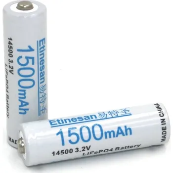 Článková baterie Original Etinesan 1500mAh 14500 battery 3.2V LiFePO4 AA Nabíjecí baterie