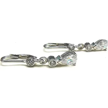 Náušnice Stříbrné visací náušnice slza zirkon - NK28/VP103 (Stříbrné náušnice se zirkony)