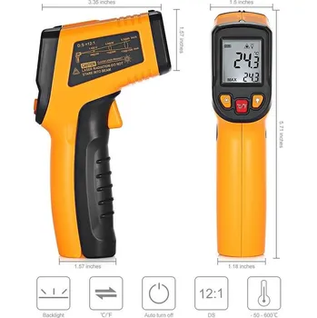 Teploměr osobní DEKOPRO WD01 bezdotykový laserový teploměr displej IR infračervený digitální C / F výběr povrchová teplota teploměr pyrometr imager