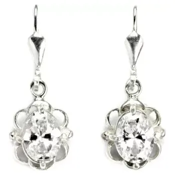 Náušnice Stříbrné visací náušnice čirý zirkon - NK1140 (Stříbrné náušnice s čirými zirkony)