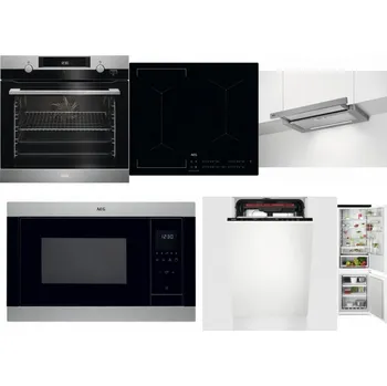 Set domácích spotřebičů AEG Mastery SteamBake BCK455350M + AEG Mastery Bridge IKE64441IB + AEG DPE5660M + AEG Mastery MSB2547D-M + AEG Mastery MaxiFlex FSE73507P + AEG TSC6M181ES