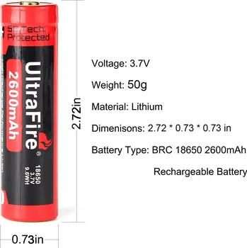Článková baterie Akumulátor Li-Ion Original Ultrafire BRC 18650 protected na plusu 2600mAh