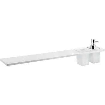 Policová skříň Sapho ABELINE police, sklenka + dávkovač/chrom, 800mm, rockstone, bílá mat