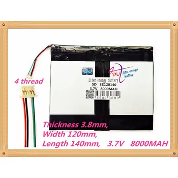 Baterie 3870120 38140120 38120140 8000mAh 3500mAh 3.7V 1ICP4 Tablet
