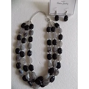 Náušnice Souprava náhrdelník a náušnice šedá