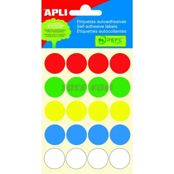 Speciální papír APLI malá balení etiket 19mm, bar.mix 100 ks barevné