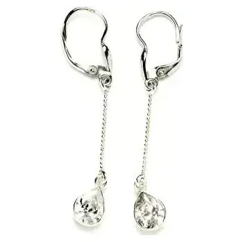 Náušnice Stříbrné visací náušnice slza čirý zirkon - NK27t1039 (Stříbrné náušnice se zirkonem)