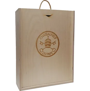 Dřevěná kazeta na 3 lahve s logem Châteauneuf du Pape