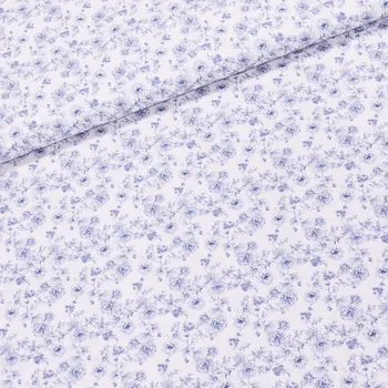 Bavlněné plátno TREND A DIANI-B 2 AZUL, modré květinky na bílé, š.150cm (látka v metráži)