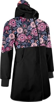 Dámský kabát Unuo Street softshellový kabát s fleecem kouzelné květiny/černý