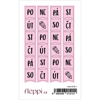 samolepka Fleppi Samolepky Dny v týdnu - banner 2 Barva samolepek: pastelově růžová