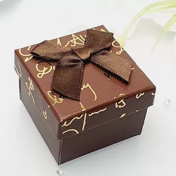 Dárková krabička Dárková krabička kostka - nápisy hnědá