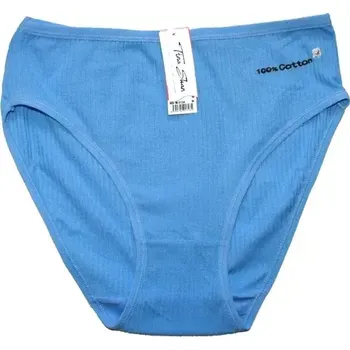 Dámské kalhotky do pasu žebrované modrá 313A