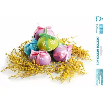 Okenní dekorace Velikonoční adhezní nálepky 33x24 cm / Dekorace s kraslicemi