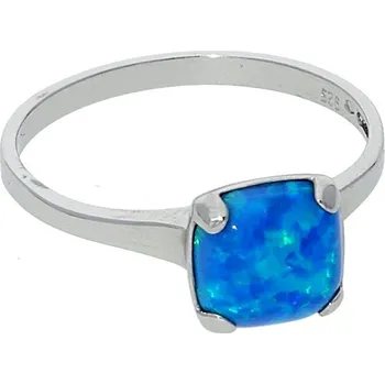 Prsten Goldstore Stříbrný prsten čtvercový opál modrý Velikost: 61