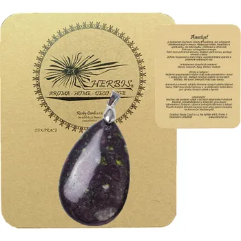 Přívěsek EX Herbis AHDL Přívěšek placička - kapka Jaspis Dračí krev 35 mm YCM80