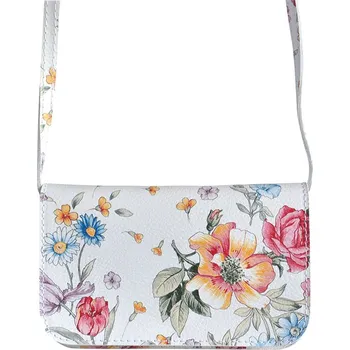 Kabelka Malá květovaná kožená kabelka bílá
