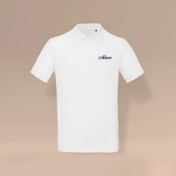 Pánské tričko Polo tričko s výšivkou JMÉNA, pro muže Barva: Bílá, Velikost: L, Barva výšivky, umístění: modrá výšivka na srdci