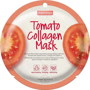 Pleťová maska Purederm Textilní kolagenová pleťová maska s výtažky z rajčat
