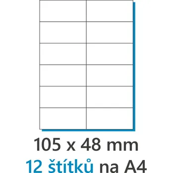 Samolepící etiketa Etiketa 105x49,5mm/100ks A4 bílá, Labels 1/12