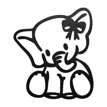 Samolepící dekorace SAMOLEPKA Slon 033 levá slůně s mašlí (63 - škrábaný kov černý) NA AUTO, NÁLEPKA, FÓLIE, POLEP, TUNING, VLASTNÍ TEXT, TISK, AUTOSAMOLEPKY.cz, POLEPY, OBRÁZEK, LOGO, SAMOLEPKY