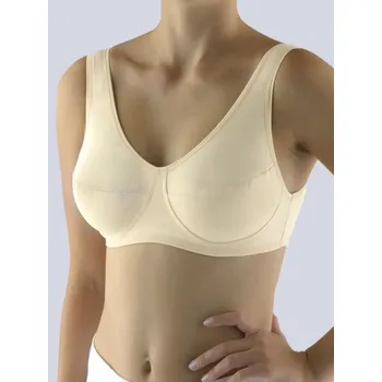 Podprsenka GINA dámské podprsenka sportovní na zapínání, bez kostice, šité, jednobarevné 97001P žlutobílá XL