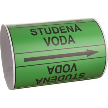 Páska na značení potrubí Signus M25 - STUDENÁ VODA Samolepka 100 x 77 mm, délka 1,5 m, Kód: 26010