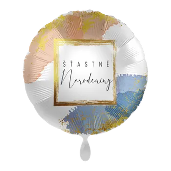 Balónek Foliový balonek šťastné narodeniny SK - zlatý rám - 43 cm