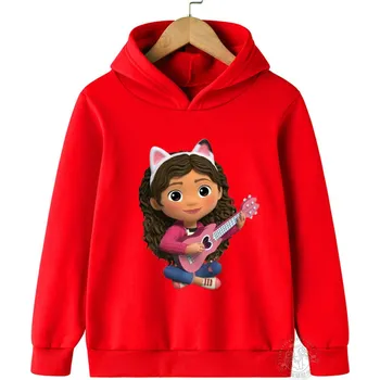 Chlapecký svetr Gabby's Dollhouse Dětská mikina s potiskem na motivy oblíbeného seriálu "Gabby's Dollhouse" (bílá, černá, červená) Barva: Červená 2, Velikost: 120