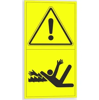 Výstraha - Riziko namotání paží do stroje 12 ks (45 x 85 mm) na archu A4, Samolepka tl. 0.1 mm - Kód: 09281