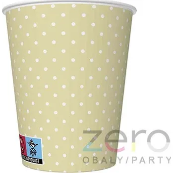 Jednorázové nádobí Pohárek (kelímek) nápojový papírový 0,25 l (8 ks) - krémové s mini puntíky