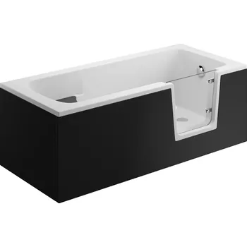 Vana Vana s dvířky Polimat AVO 180x80 s černým čelním krycím panelem + vanový sifon s výpustí Click-Clack