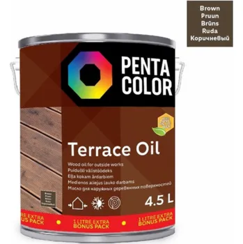 barva a nátěr na dřevo OLEJ NA TERASY S TUNGU "TERASOVÝ OLEJ" (HNĚDÝ; 3,5+1 L)