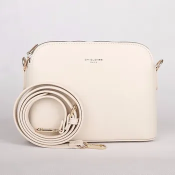 Kabelka Malá pevná tříoddílová crossbody kabelka David Jones CM6938 krémově bílá