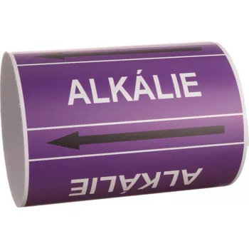 Páska na značení potrubí Signus M25 - ALKÁLIE Samolepka 100 x 77 mm, délka 1,5 m, Kód: 26019