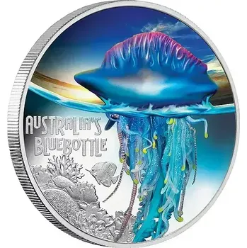 SMRTÍCÍ A NEBEZPEČNÝ MĚCHÝŘOVKA PORTUGALSKÁ coin Deadly and Dangerous Bluebottle (Physalia physalis) – 1 oz stříbrná mince