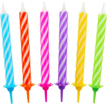 Narozeninové svíčky barevné široké - 12 ks