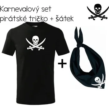 MALFINI® Pirátské dětské černé tričko + šátek Dětská velikost: 110 cm/4 roky