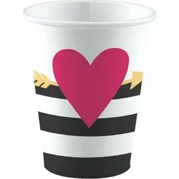 Party dekorace Papírové kelímky srdce se šípem Everyday Love 8 ks