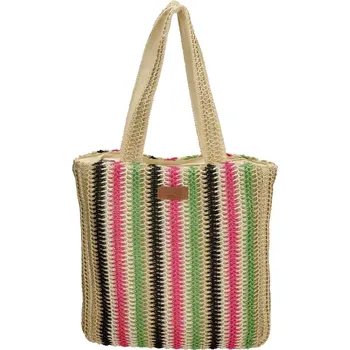 Kabelka Dámská proutěná shopper kabelka PE-Florence Natural Life 20693 – proužky, stylová a prostorná, vyrobená z materiálu splétaného papírového lana | Cooltovka.cz