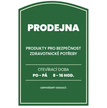 Plechová cedule Štít na prodejnu s Vaším vlastním textem