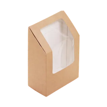 Dóza na potraviny EcoPack Papírový box EKO na wrap / tortillu 90x50x130 mm hnědý s okénkem ideal pack® bal/25 ks Balení: 25