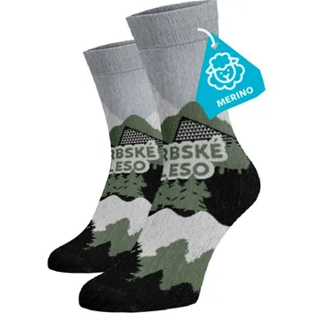 Pánské termo ponožky Veselé vysoké merino ponožky - Štrbské pleso 39-41