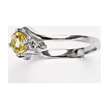 Drahý kámen Zlatý prsten přírodní Citrín 5 mm , bílé i žluté zlato - T 1164