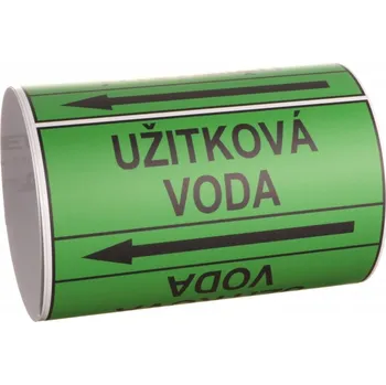 Lepicí páska Páska na značení potrubí Signus M25 - UŽITKOVÁ VODA Samolepka 80 x 62 mm, délka 1,5 m, Kód: 25913