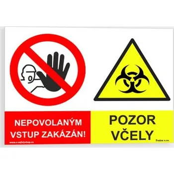 Nepovolaným vstup zakázán Pozor včely Plast 210 x 148 mm (A5) tl. 2 mm - Kód: 14311