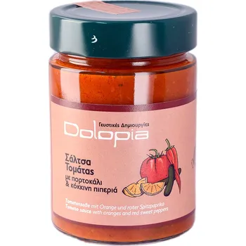Omáčka Rajčatová omáčka s pomerančem a sladkými paprikami 250g DOLOPIA