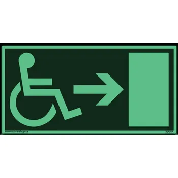 Únikový východ bezbarierový - vpravo Plast 200 x 100 mm tl. 1.1 mm - fotoluminiscenční - Kód: 00471